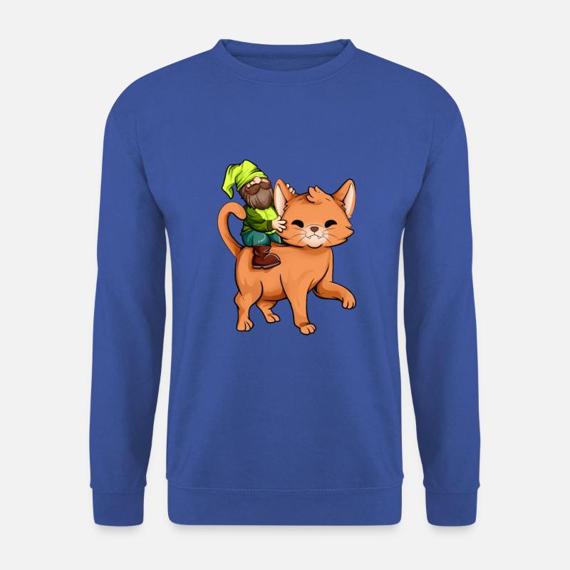Gartenzwerg reitet Katze - Unisex Pullover - Royalblau