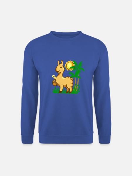 Comic Lama enjoying a cocktail - Unisex Sweatshirt - royal blue