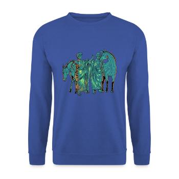 Les Dioscures - Castor et Pollux - Sweat-shirt Unisexe - bleu royal - Devant - Alina (178cm) & Michal (187cm)