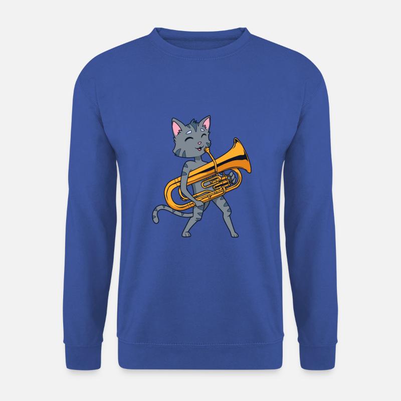 Cartoon Katze spielt Euphonium - Unisex Pullover - Royalblau