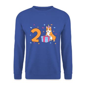 Avec Corgi - Anniversaire de fille 2 ans - Sweat-shirt Unisexe - bleu royal - Devant - Alina (178cm) & Michal (187cm)