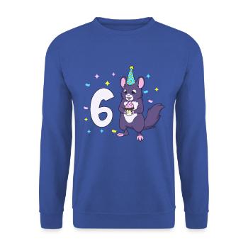 With chinchilla - children's birthday 6 years - Unisex Sweatshirt - royal blue - Front - Alina (178cm) & Michal (187cm)