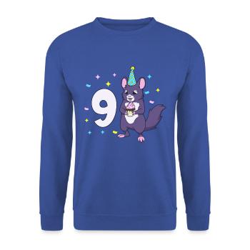 Mit Chinchilla - Kinder Geburtstag 9 Jahre - Unisex Pullover - Royalblau - Vorne - Alina (178cm) & Michal (187cm)