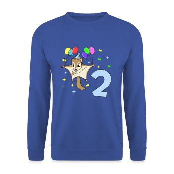 With flying squirrels - children's birthday 2 years - Unisex Sweatshirt - royal blue - Front - Alina (178cm) & Michal (187cm)