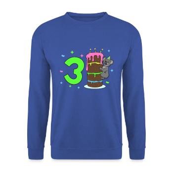 With Koala - Children's Birthday 3 Years - Unisex Sweatshirt - royal blue - Front - Alina (178cm) & Michal (187cm)