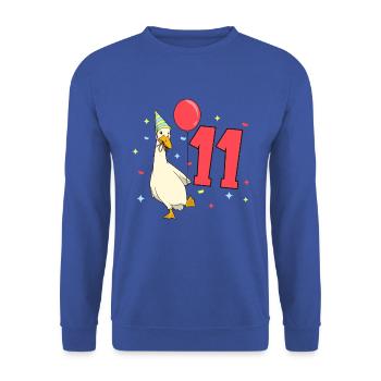 avec Laufenente - Anniversaire des enfants 11 ans - Sweat-shirt Unisexe - bleu royal - Devant - Alina (178cm) & Michal (187cm)