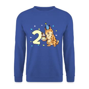 With lynx - children's birthday 2 years - Unisex Sweatshirt - royal blue - Front - Alina (178cm) & Michal (187cm)