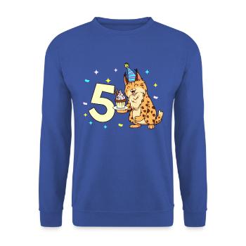 With lynx - children's birthday 5 years - Unisex Sweatshirt - royal blue - Front - Alina (178cm) & Michal (187cm)