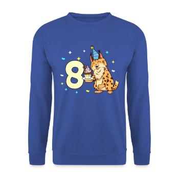 With lynx - children's birthday 8 years - Unisex Sweatshirt - royal blue - Front - Alina (178cm) & Michal (187cm)