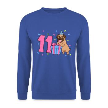 Avec Carlin - Fille Anniversaire 11 ans - Sweat-shirt Unisexe - bleu royal - Devant - Alina (178cm) & Michal (187cm)