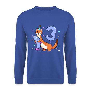 With Wiesel - Children's Birthday 3 Years - Unisex Sweatshirt - royal blue - Front - Alina (178cm) & Michal (187cm)