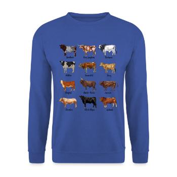 Dessins de vaches - races bovines - Sweat-shirt Unisexe - bleu royal - Devant - Alina (178cm) & Michal (187cm)