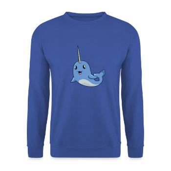 Kawaii Whale - Narval - Sweat-shirt Unisexe - bleu royal - Devant - Alina (178cm) & Michal (187cm)
