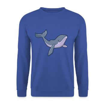 Kawaii Whale - Humpback Whale - Unisex Sweatshirt - royal blue - Front - Alina (178cm) & Michal (187cm)