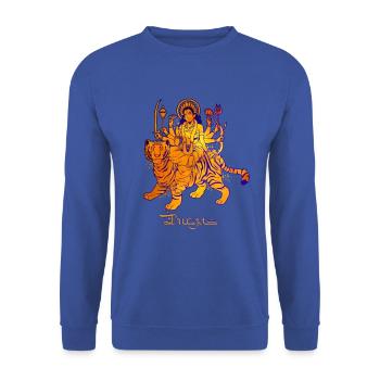 Hindu Gott - Durga - Unisex Pullover - Royalblau - Vorne - Alina (178cm) & Michal (187cm)