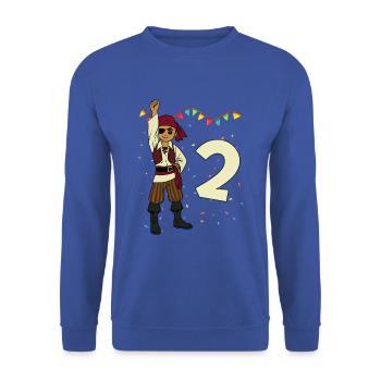 With Pirate - Boys Birthday 2 Years - Unisex Sweatshirt - royal blue - Front - Alina (178cm) & Michal (187cm)