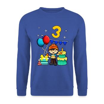 Avec ouvrier du bâtiment - Anniversaire des garçons 3 ans - Sweat-shirt Unisexe - bleu royal - Devant - Alina (178cm) & Michal (187cm)