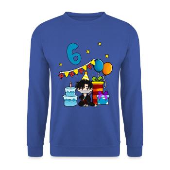 With Ninja - Boys Birthday 6 Years - Unisex Sweatshirt - royal blue - Front - Alina (178cm) & Michal (187cm)