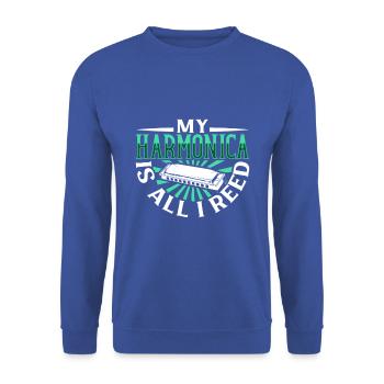 My harmonica is all I reed - Mundharmonika - Unisex Sweatshirt - royal blue - Front - Alina (178cm) & Michal (187cm)