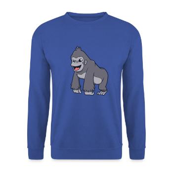 Kawaii Gorilla - Unisex Sweatshirt - royal blue - Front - Alina (178cm) & Michal (187cm)