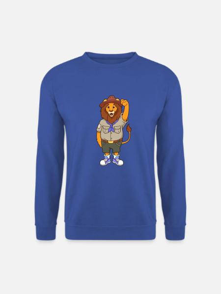 Cartoon Löwe ist Pfadfinder - Unisex Pullover - Royalblau