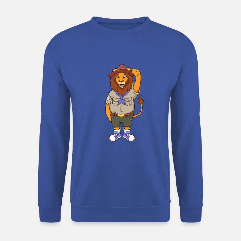 Cartoon Löwe ist Pfadfinder - Unisex Pullover - Royalblau
