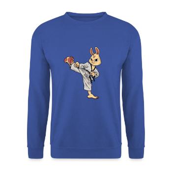 Cartoon Hase macht Tang Soo Do - Unisex Pullover - Royalblau - Vorne - Alina (178cm) & Michal (187cm)