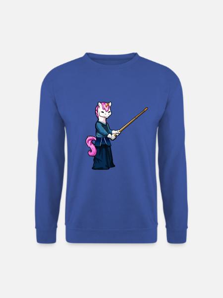 Cartoon Unicorn Doing Kendo - Unisex Sweatshirt - royal blue