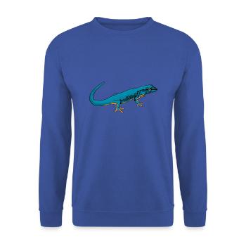 Drawing - Sky Blue Dwarf Day Gecko - Unisex Sweatshirt - royal blue - Front - Alina (178cm) & Michal (187cm)