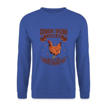 J’adore mon Rhodeland rouge - Sweat-shirt Unisexe - bleu royal - Devant - Alina (178cm) & Michal (187cm)