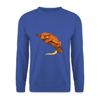 Dessin - Kronengecko - Sweat-shirt Unisexe - bleu royal - Devant - Alina (178cm) & Michal (187cm)