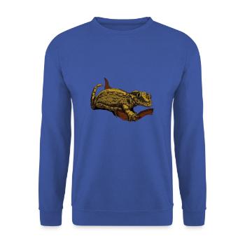Drawing - Mute-headed Gecko - Unisex Sweatshirt - royal blue - Front - Alina (178cm) & Michal (187cm)