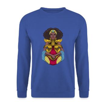 Göttin der Yoruba Religion - Oshun - Unisex Pullover - Royalblau - Vorne - Alina (178cm) & Michal (187cm)