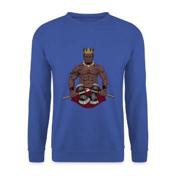 Gott der Yoruba Religion - Aganju - Unisex Pullover - Royalblau - Vorne - Alina (178cm) & Michal (187cm)