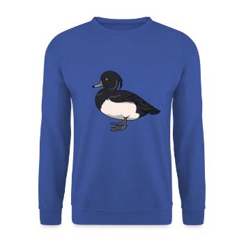 Dessin d’un canard morillon - Sweat-shirt Unisexe - bleu royal - Devant - Alina (178cm) & Michal (187cm)