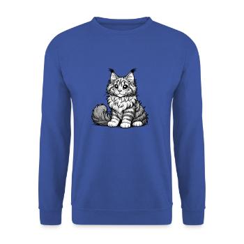 Chat mignon de la bande dessinée Maine Coon - Sweat-shirt Unisexe - bleu royal - Devant - Alina (178cm) & Michal (187cm)