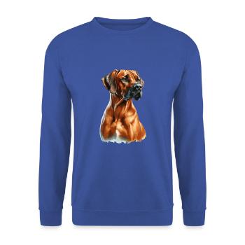 Watercolor Rhodesian Ridgeback - Unisex Pullover - Royalblau - Vorne - Alina (178cm) & Michal (187cm)