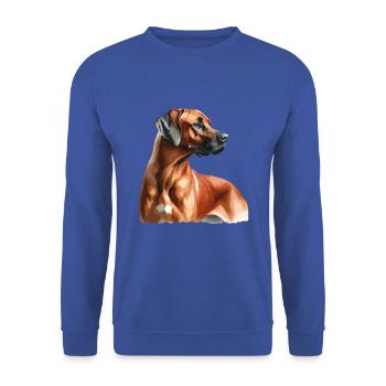 Watercolor Rhodesian Ridgeback - Unisex Pullover - Royalblau - Vorne - Alina (178cm) & Michal (187cm)