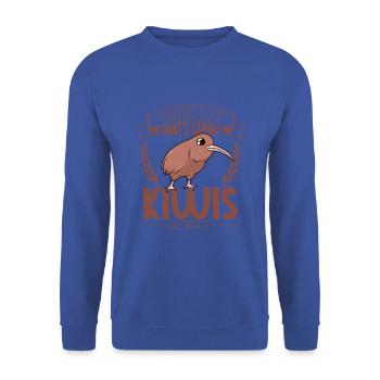 Plumes et joie - Kiwi - Sweat-shirt Unisexe - bleu royal - Devant - Alina (178cm) & Michal (187cm)