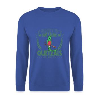 Feathers and Joy - Quetzal - Unisex Sweatshirt - royal blue - Front - Alina (178cm) & Michal (187cm)