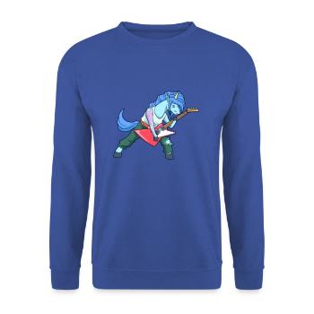 Cartoon unicorn rocks electric guitar - Unisex Sweatshirt - royal blue - Front - Alina (178cm) & Michal (187cm)
