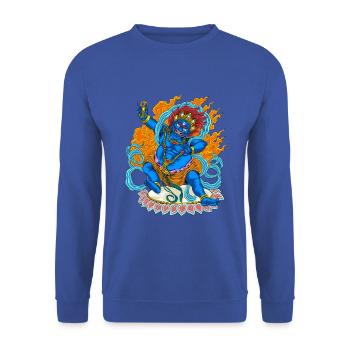 Buddhism God Bodhisattva Vajrapani - Unisex Sweatshirt - royal blue - Front - Alina (178cm) & Michal (187cm)