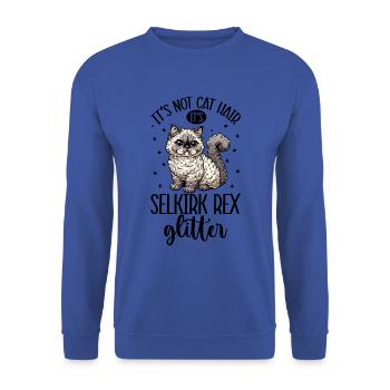 Katzen Glitzer - Selkirk Rex - Unisex Pullover - Royalblau - Vorne - Alina (178cm) & Michal (187cm)