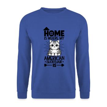Accueil - American Shorthair - Sweat-shirt Unisexe - bleu royal - Devant - Alina (178cm) & Michal (187cm)
