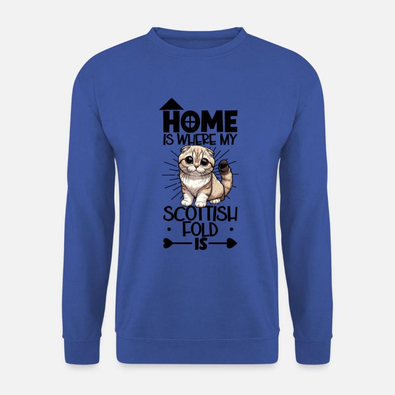 Zuhause - Schottische Faltohrkatze - Unisex Pullover - Royalblau