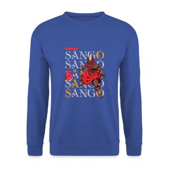 Yoruba Gott - Shango - Unisex Pullover - Royalblau - Vorne - Alina (178cm) & Michal (187cm)