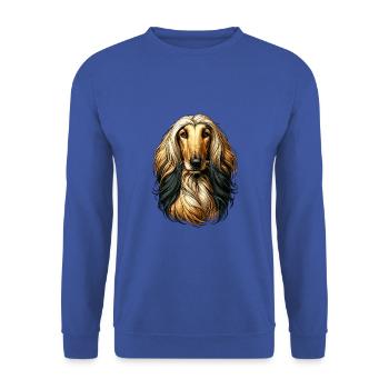 Visage de chien - Lévrier afghan - Sweat-shirt Unisexe - bleu royal - Devant - Alina (178cm) & Michal (187cm)
