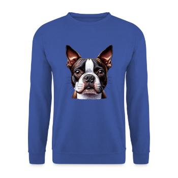 Visage de chien - Boston Terrier - Sweat-shirt Unisexe - bleu royal - Devant - Alina (178cm) & Michal (187cm)