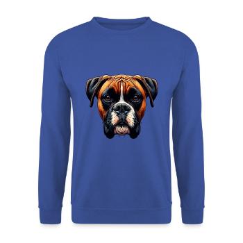 Visage de chien - Boxer - Sweat-shirt Unisexe - bleu royal - Devant - Alina (178cm) & Michal (187cm)