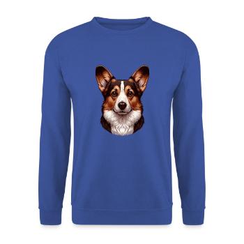 Dog Face - Welsh Corgi Cardigan - Unisex Sweatshirt - royal blue - Front - Alina (178cm) & Michal (187cm)